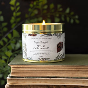 Toasted Crumpet Fir & Cedarwood Candle in a Matt Gold Tin