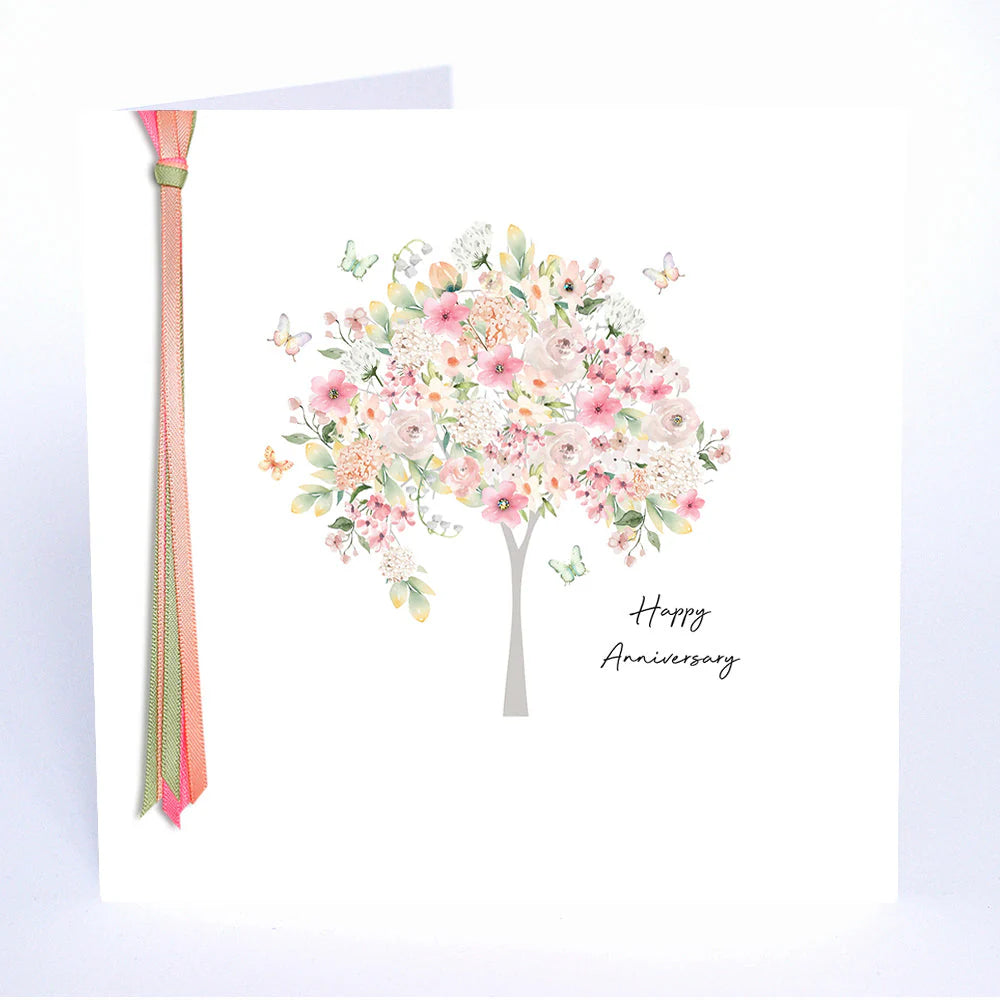 Five Dollar Shake Ribbon & Roses Happy Anniversary (Tree) Card