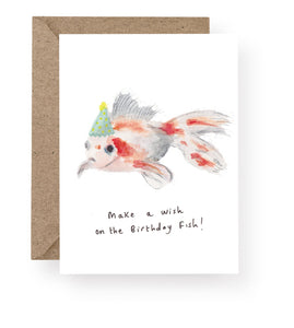 Western Sketch Birthday Wish Fish Card