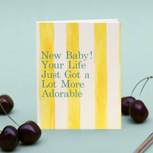 Load image into Gallery viewer, Floh New Baby (Lemon Stripes) Card
