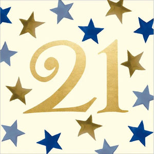 Emma Bridgewater Age 21 Blue Stars Birthday Card