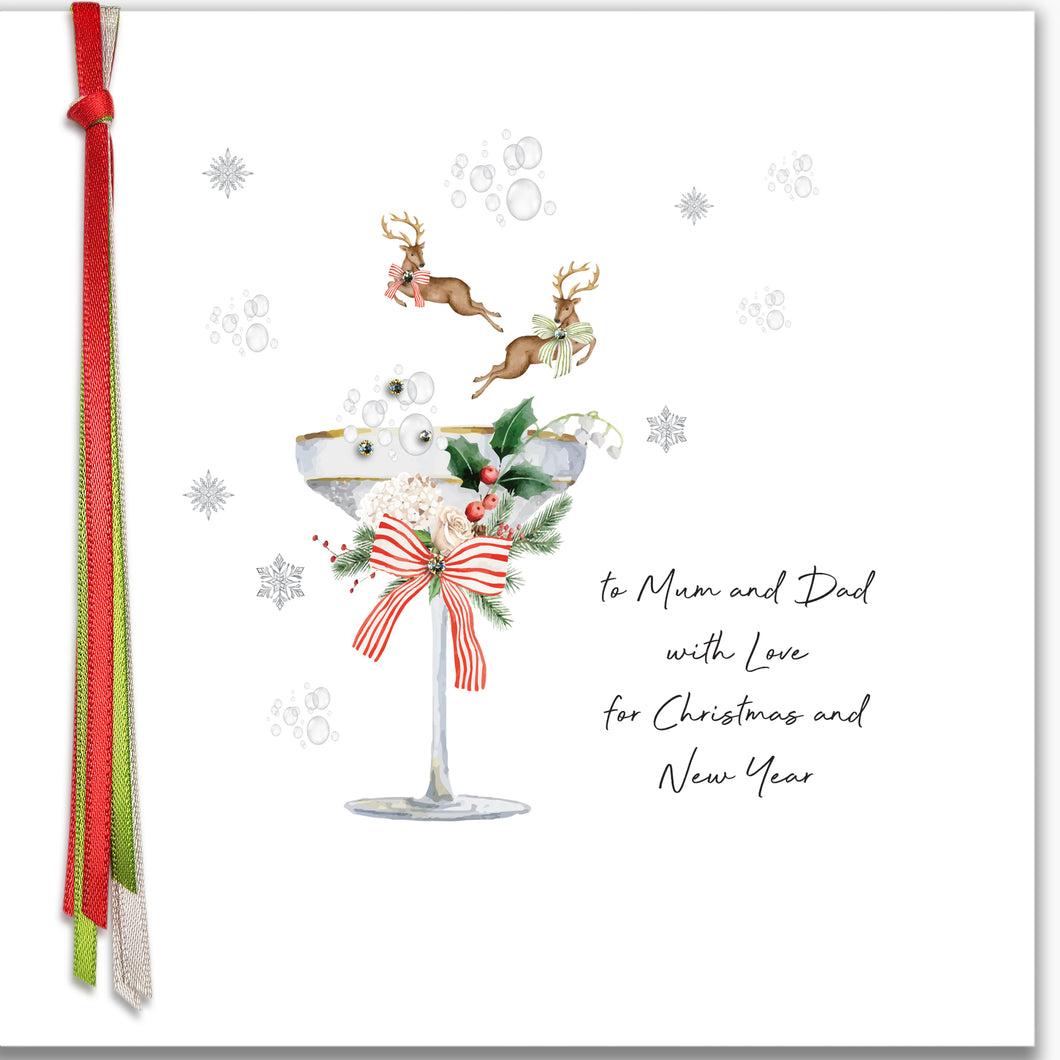Five Dollar Shake Ribbon Candy To Mum & Dad Christmas Card