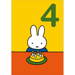 Miffy Age 4 Birthday Cake & Candles Card