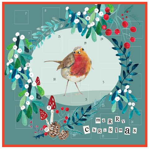 Cinnamon Aitch Merry Robin Christmas Advent Card