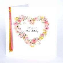 Load image into Gallery viewer, Five Dollar Shake Ribbon &amp; Roses With Love (Heart) Birthday Card
