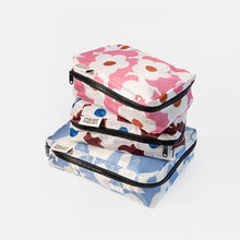 Load image into Gallery viewer, Caroline Gardner Blue Checkmate Heart &amp; Flowers Set of 3 Small Packing Cubes
