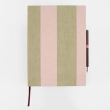 Load image into Gallery viewer, Caroline Gardner Pink &amp; Green Stripe Casebound Notebook &amp; Pen Set
