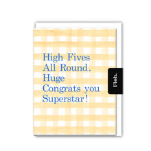 Load image into Gallery viewer, Floh High Fives All Round (Lemon Gingham) Card
