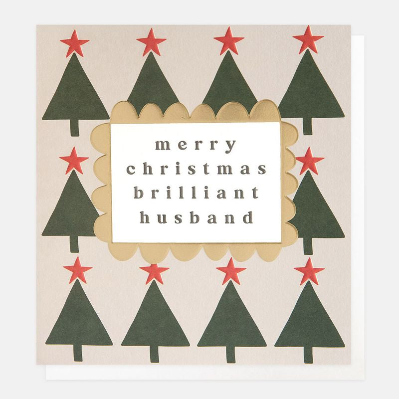 Caroline Gardner Trees & Stars Christmas Card For Husband