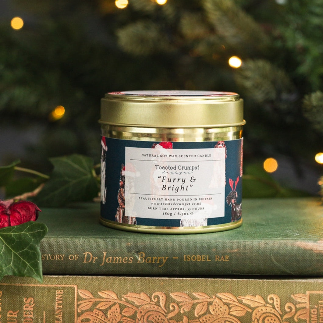 Toasted Crumpet Furry & Bright Candle in a Matt Gold Tin