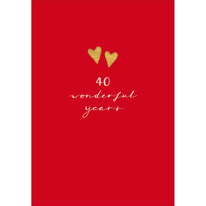 Woodmansterne Ruby Anniversary Card 40 Wonderful Years