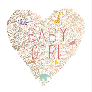 Woodmansterne Baby Girl Animal Heart Card