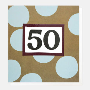 Caroline Gardner Blue/Green Spots Age 50 Birthday Card
