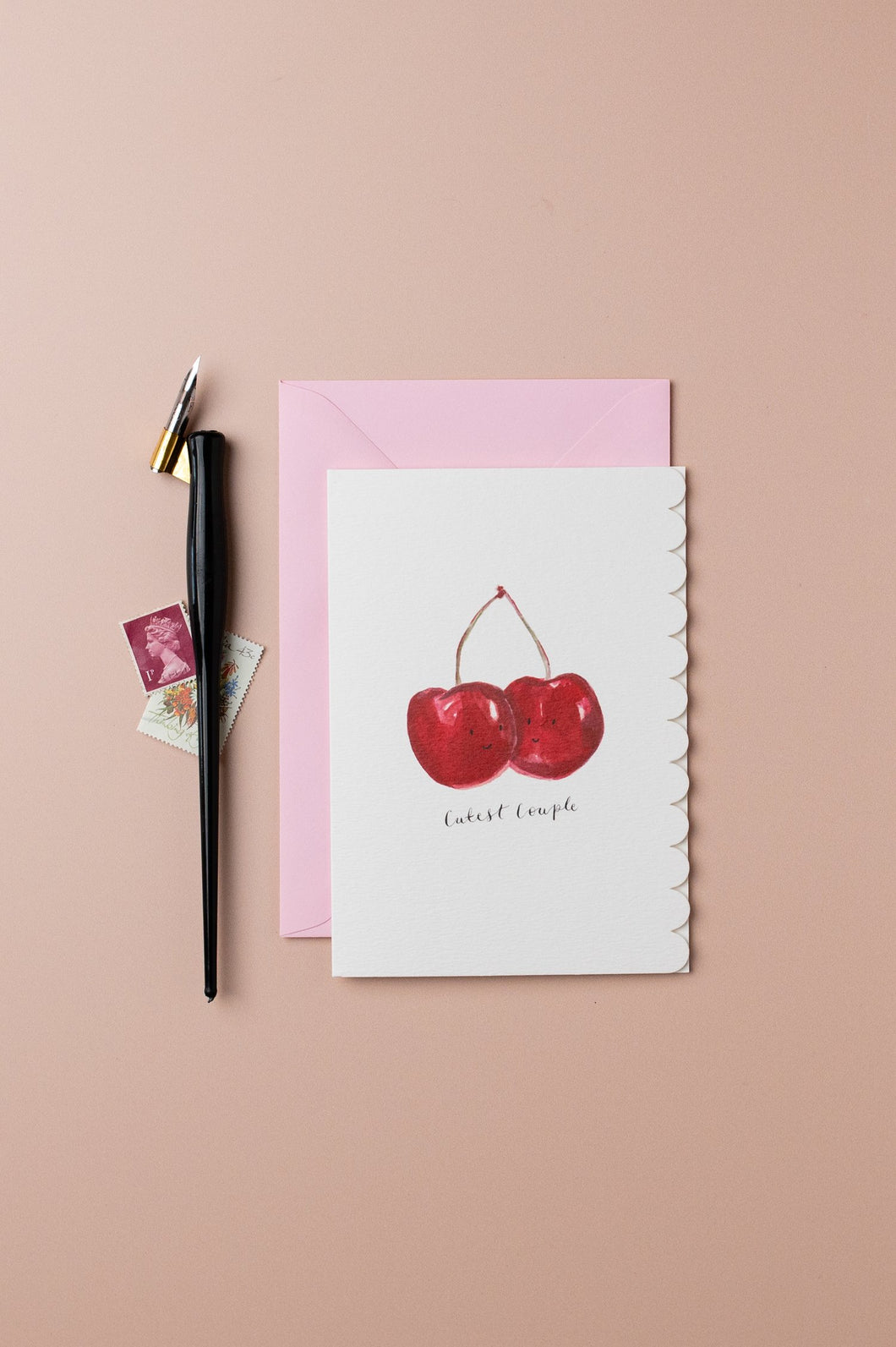 Western Sketch Cutest Couple Cherries Card