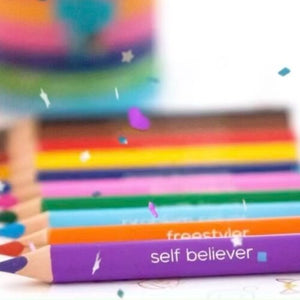 Stib Postive Worded 10 Mini Colouring Pencils Art Travel Pack