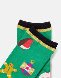 Joules Green Christmas Gift Sock Eco Vero Socks Size 4-8