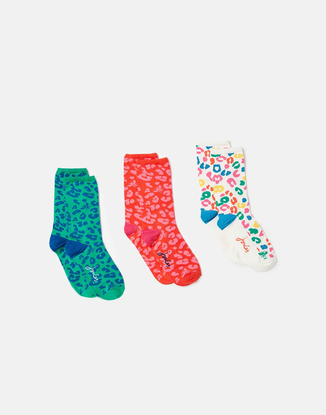 Joules Excellent Everyday 3 Pack Eco Vero Socks /  Cream Leopard Size 4-8