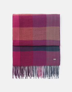 Joules Wetherby Navy Pink Check Scarf