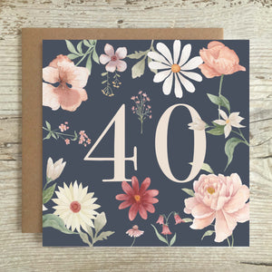 Herbert & Rose Age 40 Floral Birthday Card
