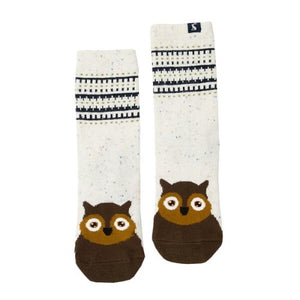 Joules Warmley Socks Crème Owl / Size 4-8