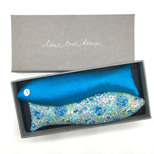Load image into Gallery viewer, Box of 2 Liberty Tana Lawn Lavender Filled Fish - Aquamarine
