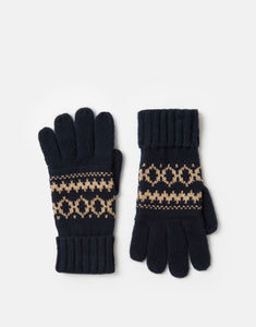 Joules Shetland French Navy Fairisle Gloves