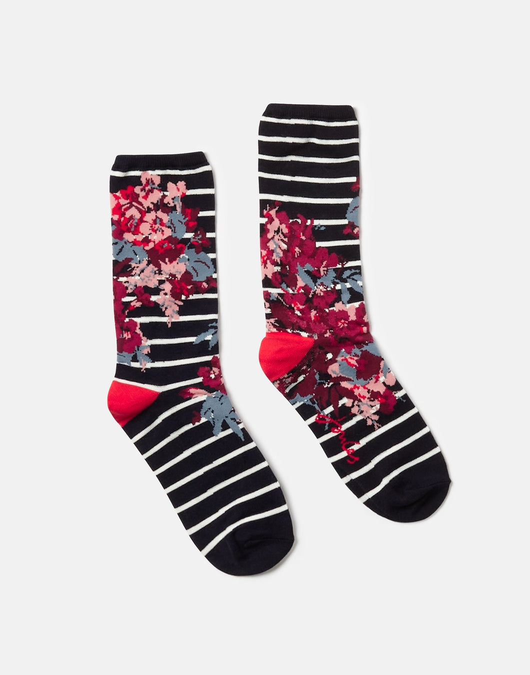 Joules Excellent Everyday Single Eco Vero Socks / French Navy Floral Size 4-8