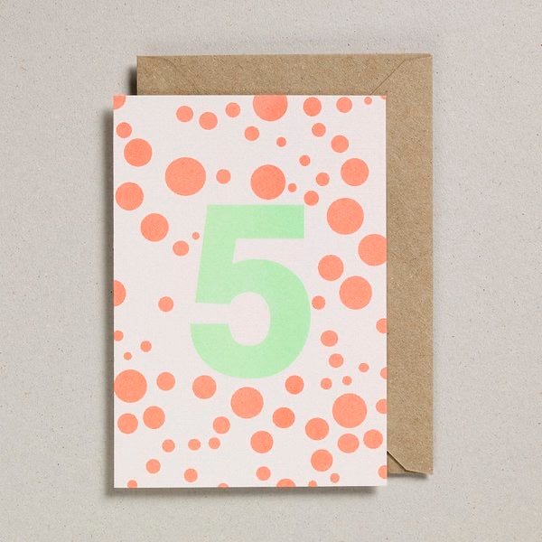 Riso Acid Green & Orange Numbers Card Age 5