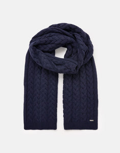 Joules Elena Cable Knit Scarf / French Navy
