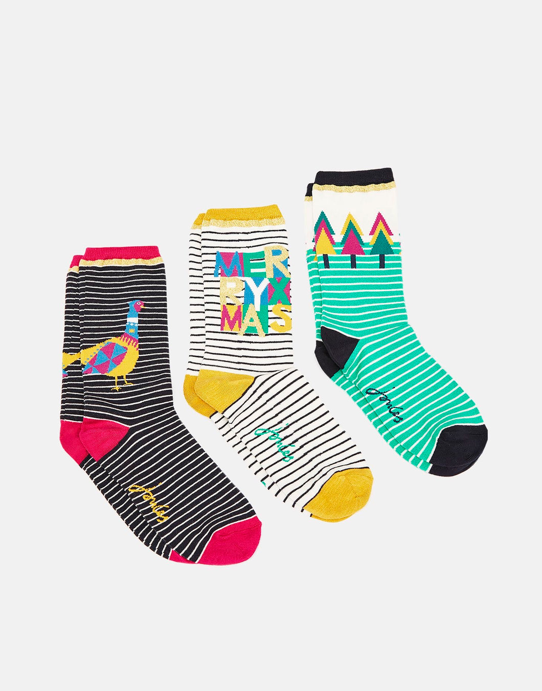 Joules Xmas 3 Pack Eco Vera Socks / Size 4-8