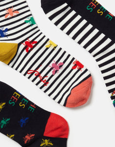 Joules Excellent Everyday 3 Pack Eco Vero Socks /  Multi Bee Size 4-8
