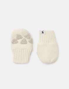 Paws Cream Organically Grown Cotton Pawprint Knitted Mittens 6-24 Months