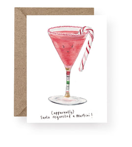 Western Sketch Santa's Martini Christmas Card