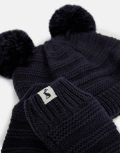 Load image into Gallery viewer, Joules Pom Set Navy Blue Knitted Hat And Glove Set 0-24 Months / 2-4 Years
