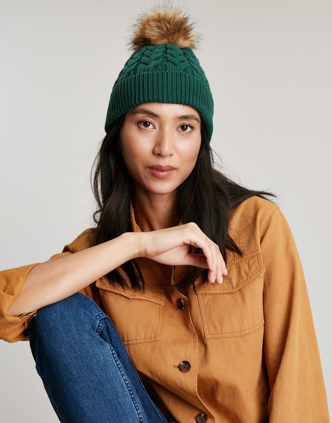 Joules Elena Cable Knit Hat / Teal