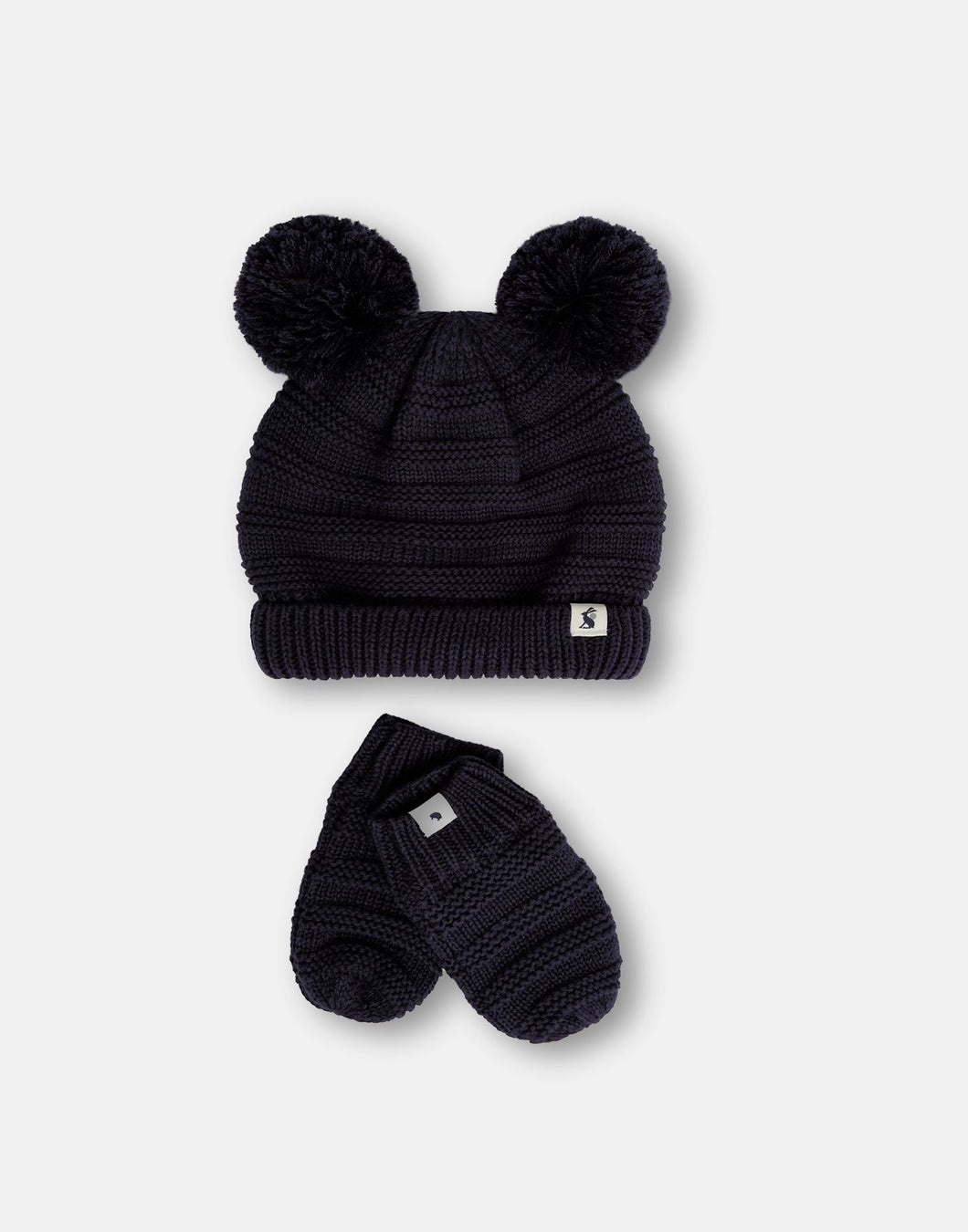 Joules Pom Set Navy Blue Knitted Hat And Glove Set 0-24 Months / 2-4 Years