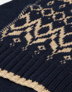 Joules Shetland French Navy Fairisle Knitted Scarf