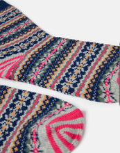 Load image into Gallery viewer, Joules Lucille Navy Fairisle Boot Socks / Size 4-8
