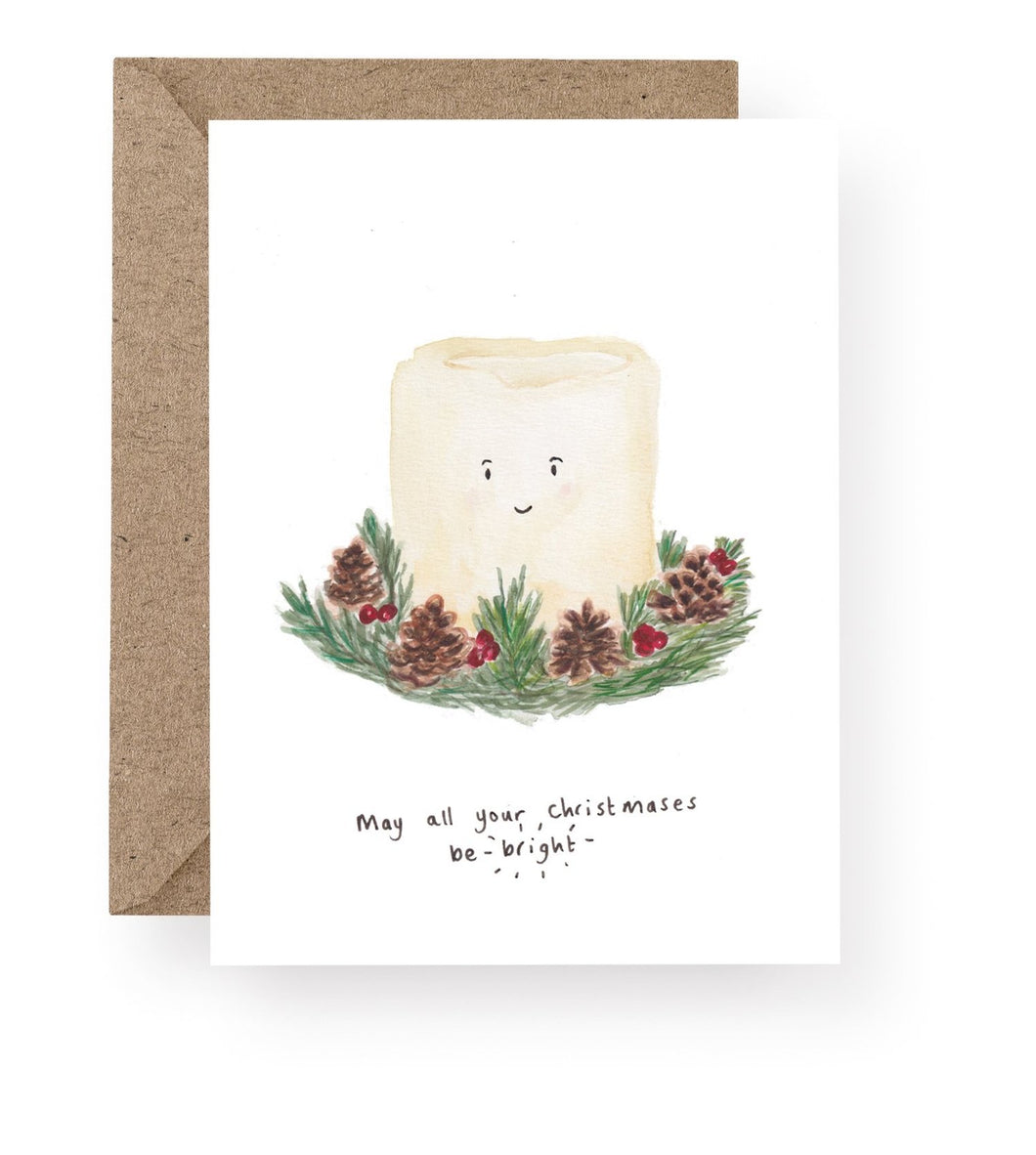 Western Sketch Bright Christmas Candle Card