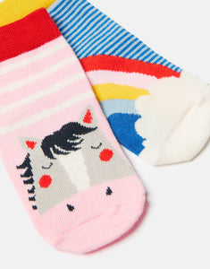 Joules Neat Feet 2 Pack Of Socks / Rainbow Horse Age 0-24 Months