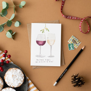 Western Sketch Christmas Time Wine Card