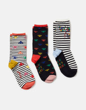 Load image into Gallery viewer, Joules Excellent Everyday 3 Pack Eco Vero Socks /  Multi Bee Size 4-8

