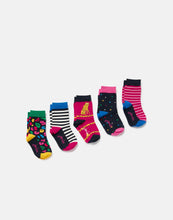Load image into Gallery viewer, Joules Brill Bamboo Girls 5 Pack Socks Size 6-12 / Pink Leopard
