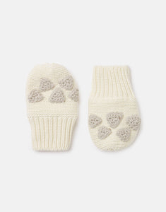 Paws Cream Organically Grown Cotton Pawprint Knitted Mittens 6-24 Months