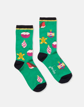 Load image into Gallery viewer, Joules Green Christmas Gift Sock Eco Vero Socks Size 4-8
