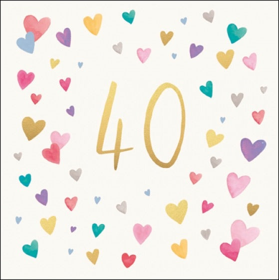 Woodmansterne Happy 40th Birthday 'Pink' Confetti Hearts Card