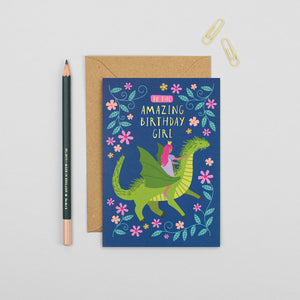 Mifkins The Princess and the Dragon Birthday Card