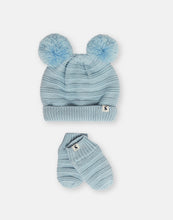 Load image into Gallery viewer, Joules Pom Set Light Blue Knitted Hat And Glove Set 0-24 Months / 2-4 Years
