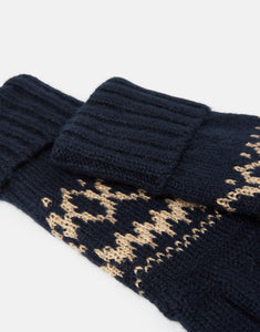 Joules Shetland French Navy Fairisle Gloves