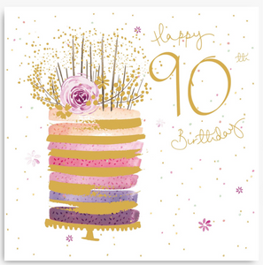 Pink' Cake 90th Birthday Card